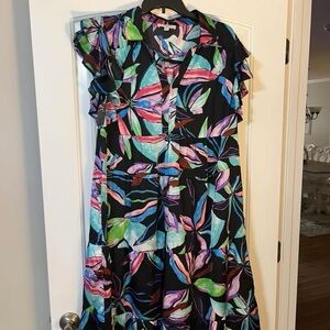 EUC Umgee Black Multicolor Floral Midi Dress Size 1X
